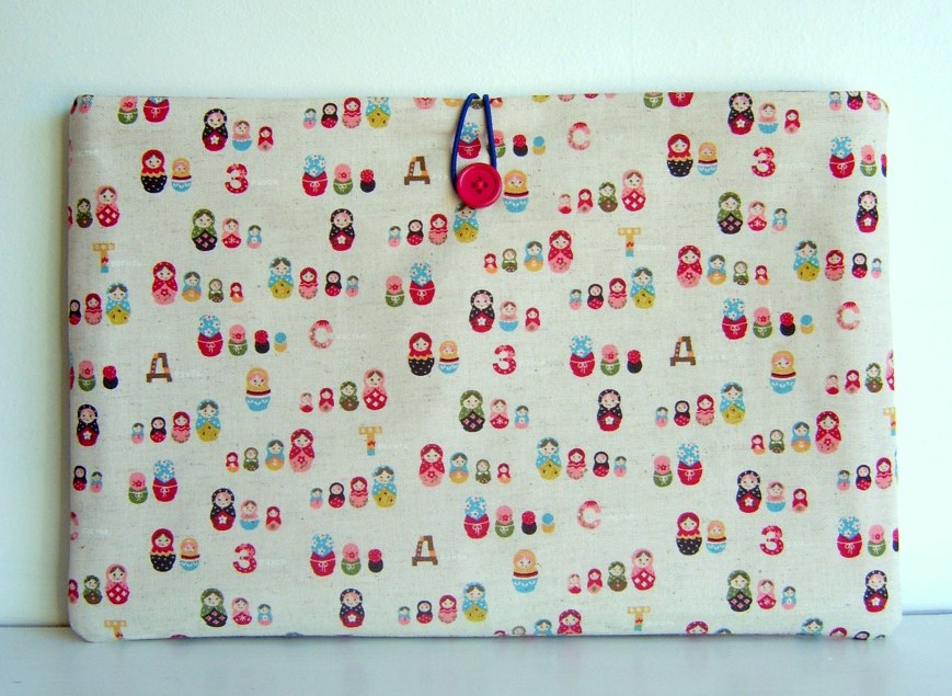 cover sleeve macbook air russian doll fabric